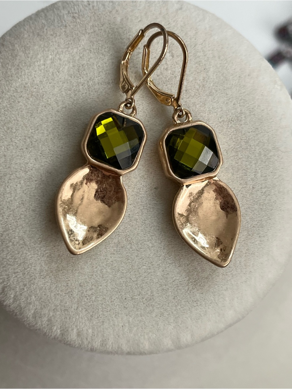 Alm Soho Statement Earrings Dangle Drop Gold And Green Rhinestone
